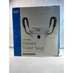 New Locking Raised Toilet Seat Equate IOB Adjustable Comfort Handles Homehealth